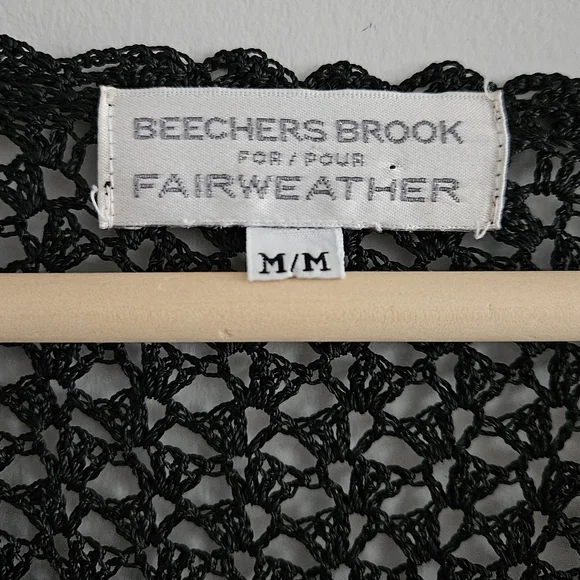 Vintage 90s Y2K Crochet Beaded Cardigan Black Women's M Boho Whimsigoth Festival - Picture 9 of 10